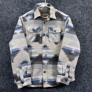 Jachs New York Mens Southwestern Sherpa Lined Wool Blend Shirt Jacket Grey Large